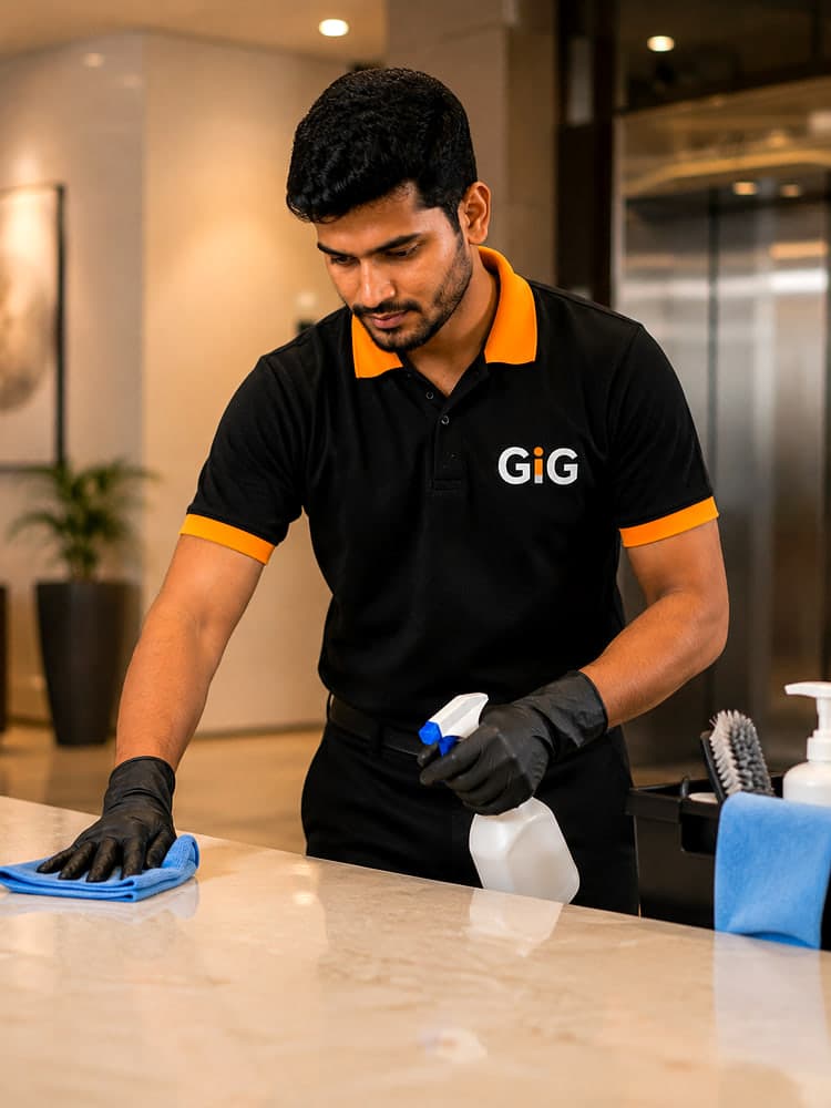 Cleaner at work