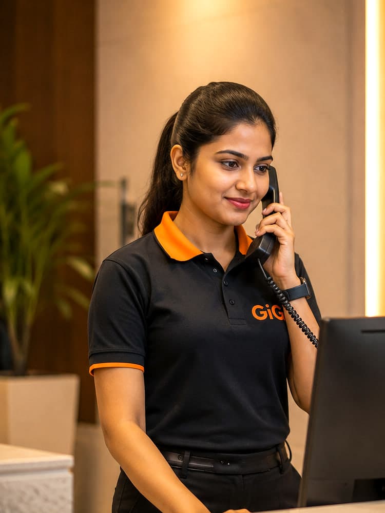 Receptionist at work